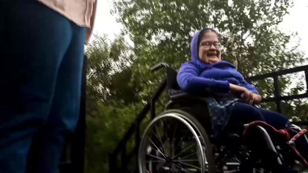 Polio woman wheelchair