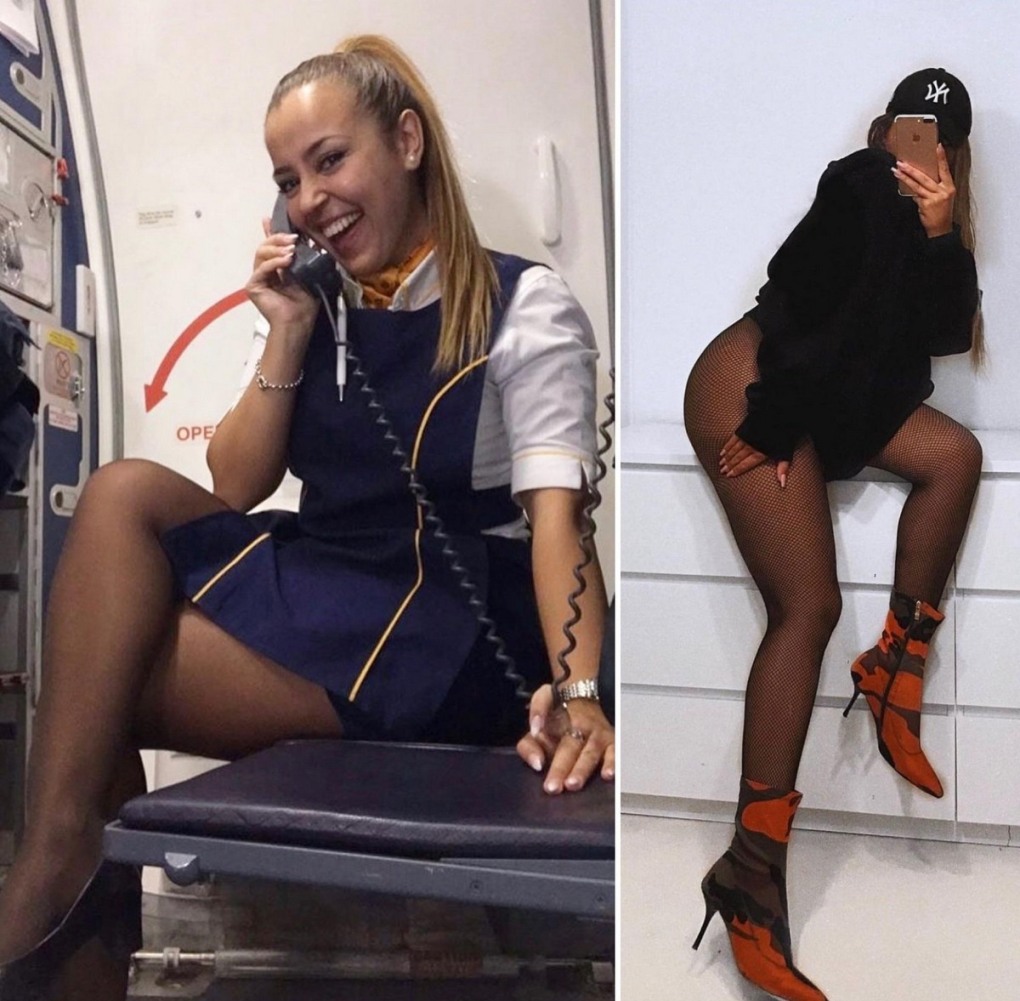 Стюардессы в униформе и без неё