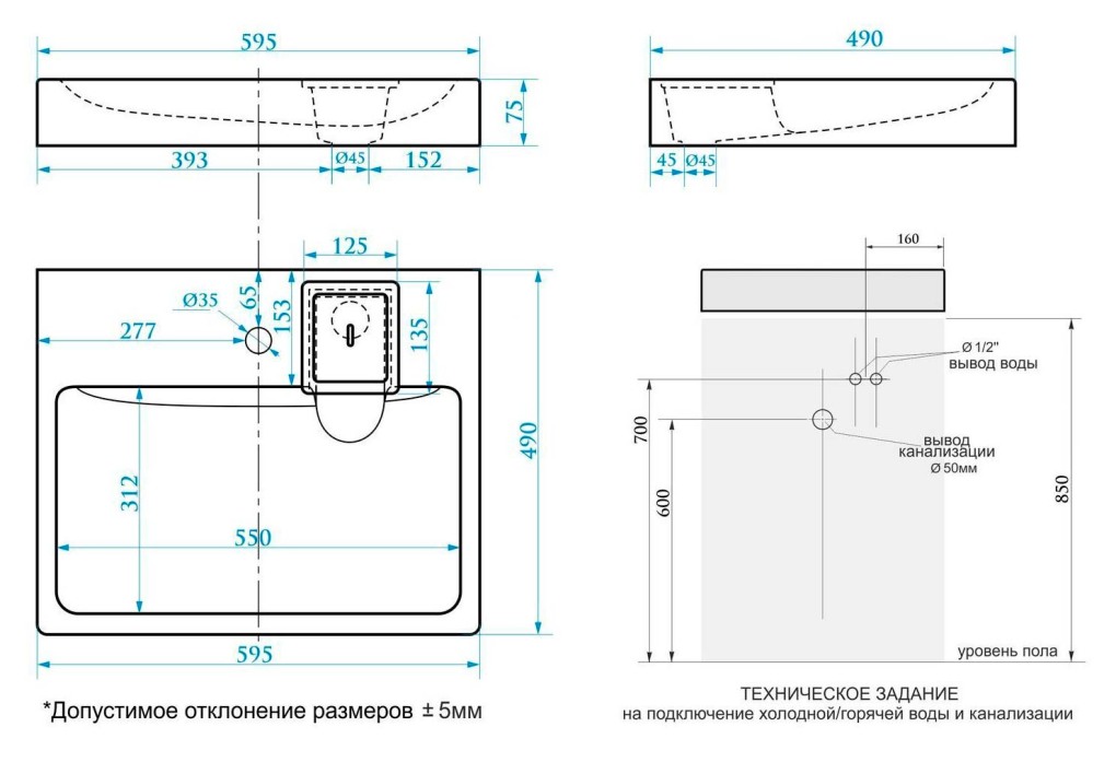 Раковина 59.5 см Bergg ZETT Lab