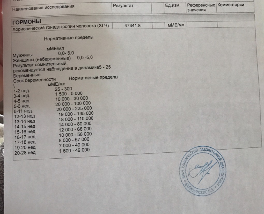 Кровь на ХГЧ Результаты при беременности