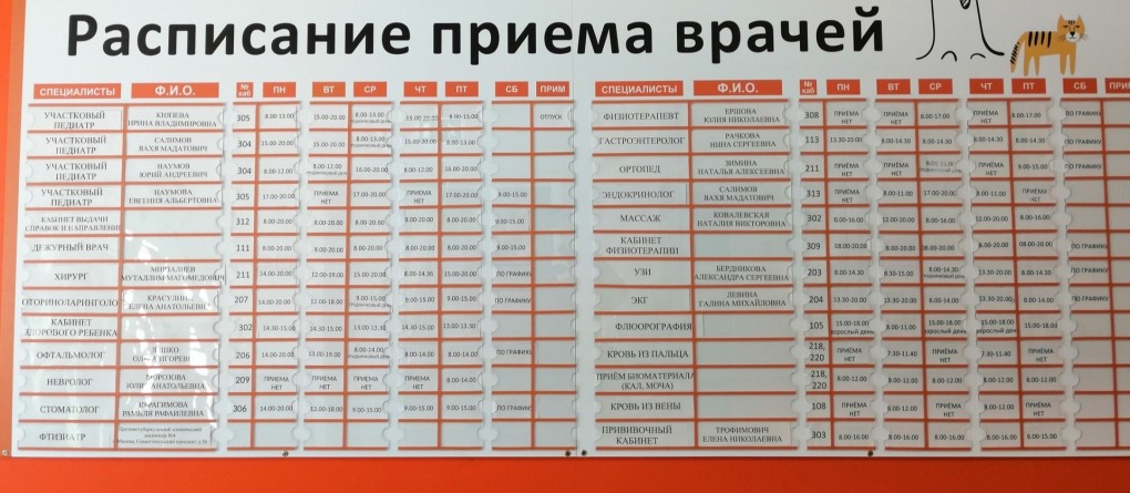 Расписание хирурга